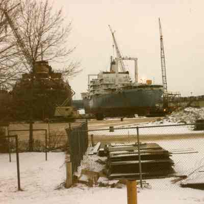 Mormactide being converted into the Empire State at Bay Shipbuilding 1989