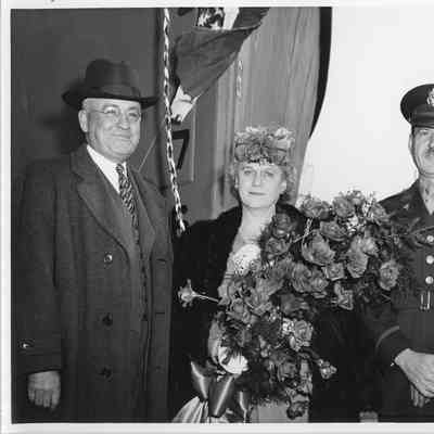 Three people at christening of YW-124