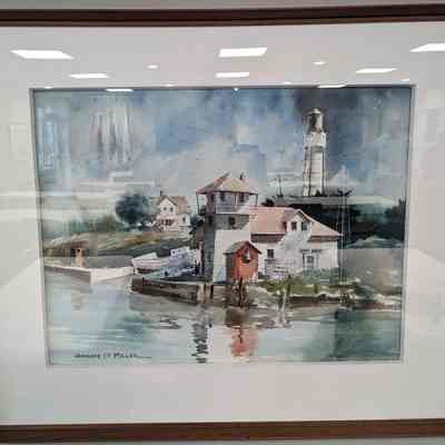 Framed Watercolor of Sturgeon Bay Canal Station