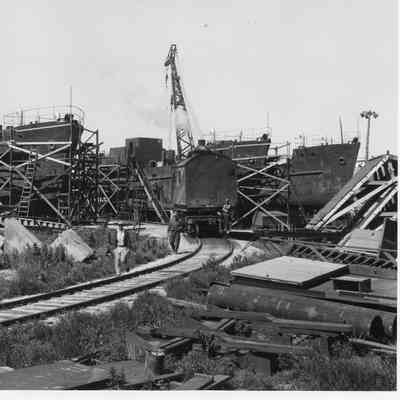 Two vessels under construction at Sturgeon Bay Shipbuilding and Drydock Company