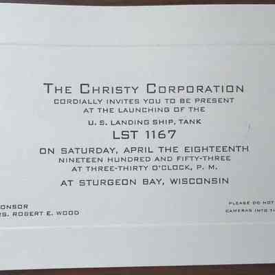 Invitation to the Launching of LST 1167