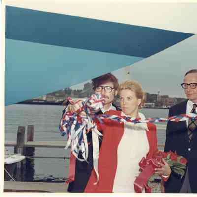 Christening of sailboat Aura with owners