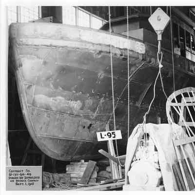 Distribution Box Boat L-95 under construction at Sturgeon Bay Shipbuilding and Dry Dock Co. September 1, 1941