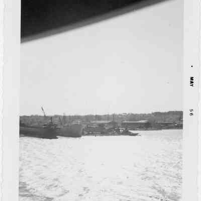 Two docked ships May 1956