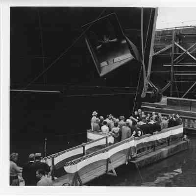 Peole in sponsor box at Spartan christening September 6, 1952