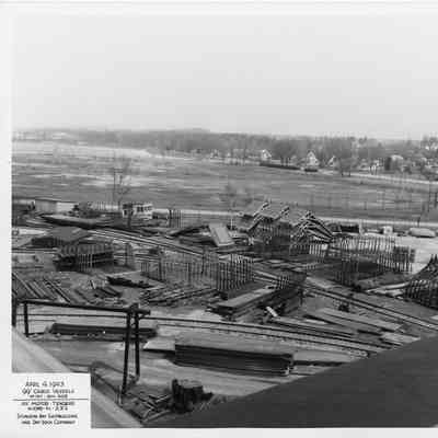 Construction of 99' cargo vessel April 4, 1943 at Sturgeon Bay Shipbuilding and Drydock Company