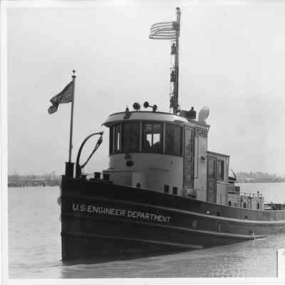 50' steel welded dredge tender Greer underway on February 27, 1942
