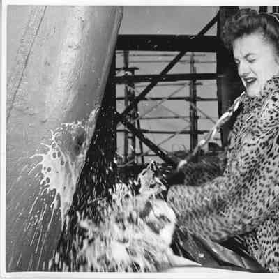 Woman christening K-211 Sebastian