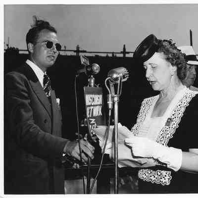 Mrs. Lawrence H. Smith making speech