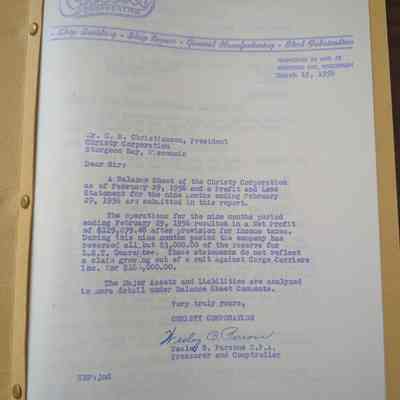 Christy Corp Nine Month Profit Ledger 1955-1956