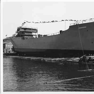 AK-206 USS Pontotoc on skids pre-launch