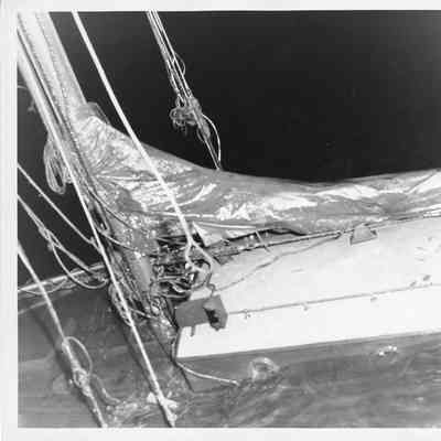 Sailboat being raised from the water