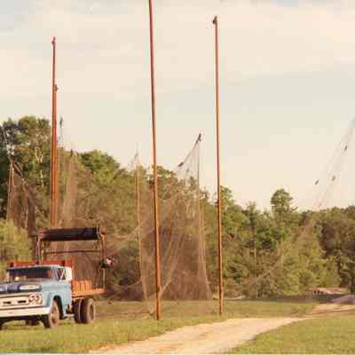 setting up trap net for repairs at Gills Rock