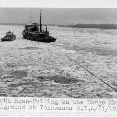 Tug John Roen pulling barge Marquis Roen 1966
