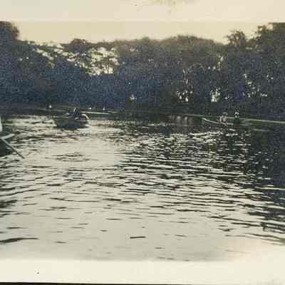 People rowing boats in Lincoln Park Lagoon 1916