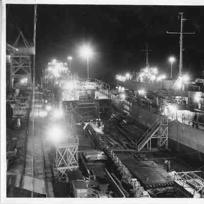 Night view of L.D. Smith Co. yard