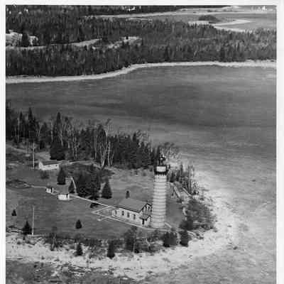 Aerial view of Cana Island Lighthouse