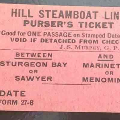 Hill Steamboat Line Passenger Ticket