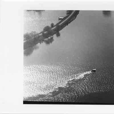 aerial view of boat in water