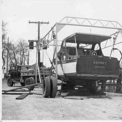 Osprey in lift at Baudhuin Yacht Harbor 1944