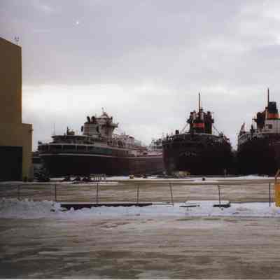 Wilfred Sykes, Kaye E. Barker, Lee A. Tregurtha, and Sam Laud at Bay Shipbuilding 2002