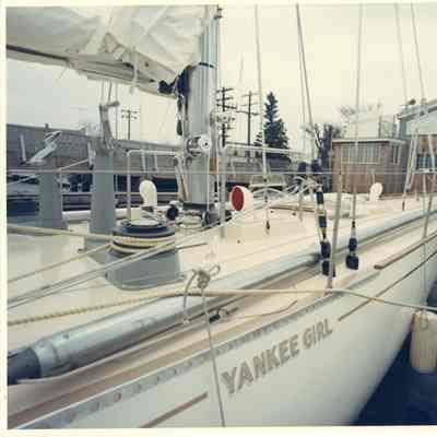 Deck of Yankee Girl docked at Palmer Johnson