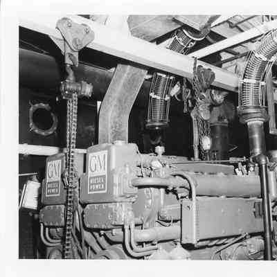 Internal components of a Chicago Fire Boat at Christy Corp 1949