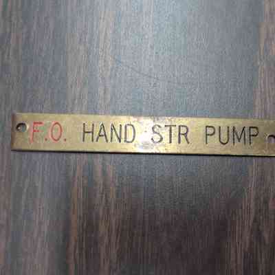 F.O. Hand STR Pump Nameplate