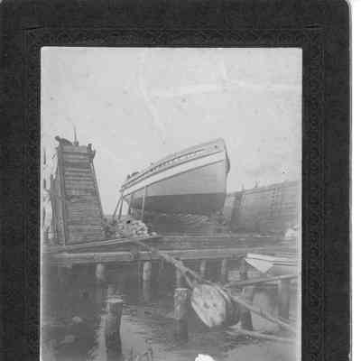 Unidentified vessel in graving dock at Reiboldt and Wolter Shipbuilding Company