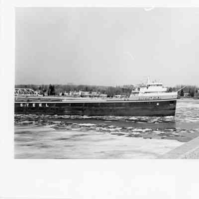 Vessel Wilfrred Sykes approaching open bay view bridge