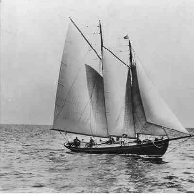two-masted sailboat in full sail B.R. 21523