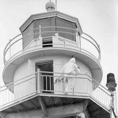 Plum Island lighthouse during renovation
