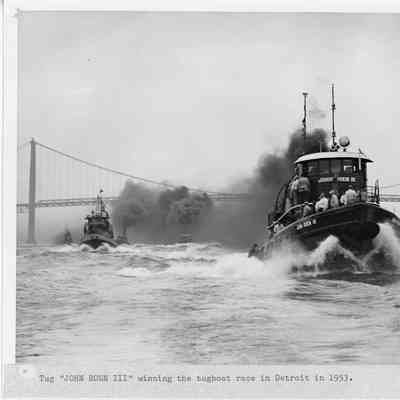 John Roen III winning tugboat race 1953 Detroit, MI