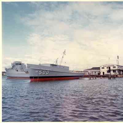 PBI Navy ship M500 post launch on marine railway