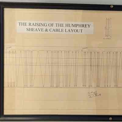 The Raising of the 'Humphrey' Sheave and Cable Layout framed technical drawing