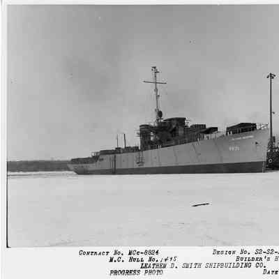 PF-71 USS New Bedford at Leathem D. Smith Shipbuilding Co. March 20, 1944