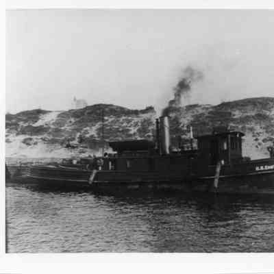 Steam vessel in canal