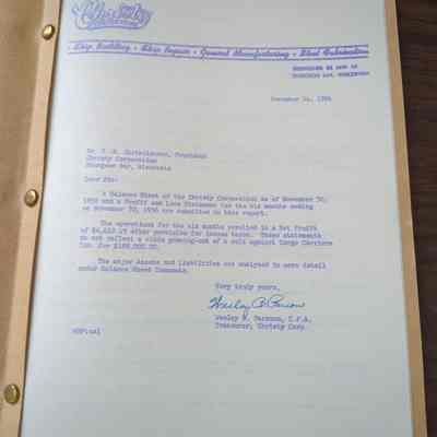 Christy Corp Semi-yearly Profit Ledger 1956