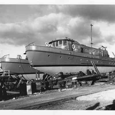 Chicago Fireboats in cradle at Christy Corp 1949