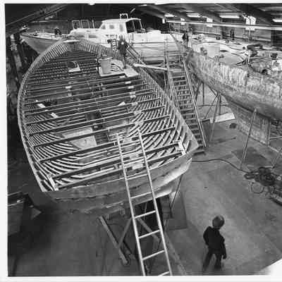 Three yachts under construction at Palmer Johnson