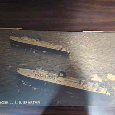 Framed photograph of the SS Badger and SS Spartan