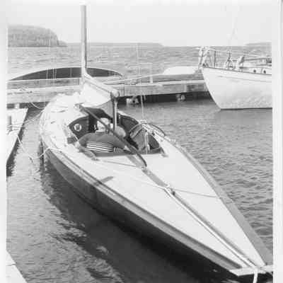 Roger William aboard A-Noel II docked at Fish Creek 1948
