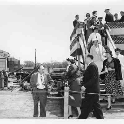 Joseph and Joan McCarthy leaving Sponsor stand May 22, 1954