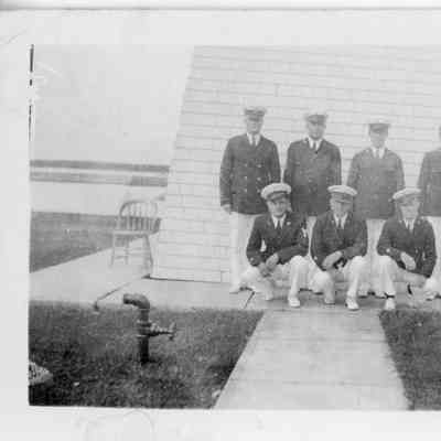 USCG sailors in dress uniforms at Sturgeon Bay Canal Station