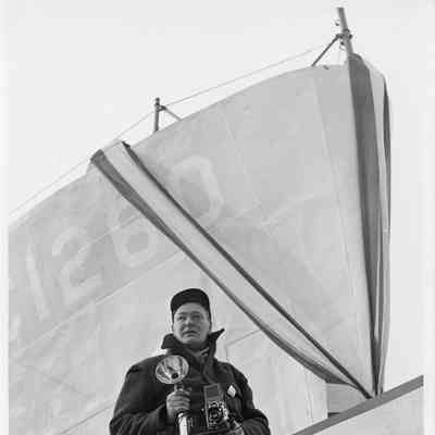 Photographer at bow of PC-1260