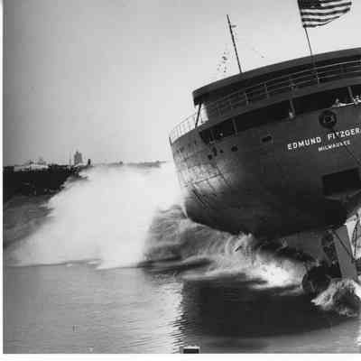 Edmund Fitzgerald in water right after launch 1958