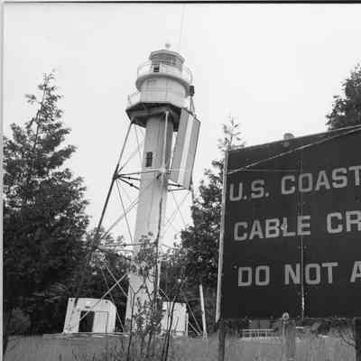 Plum Island tower and US Coast Guard Cable Crossing Sign