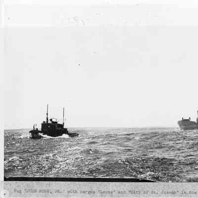 Tug John Roen Jr. towing the barges Leona and City of St. Jospeh 1938
