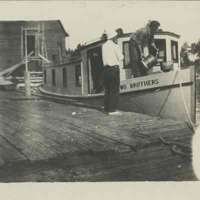Guy Murphy and Chester Pedersen with fish tug Two Brothers