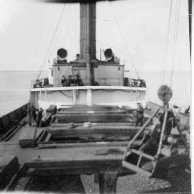 Deck of vessel facing stern